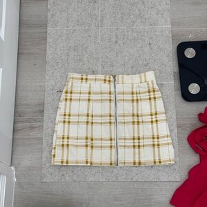 Plaid Cream and Tan Skirt